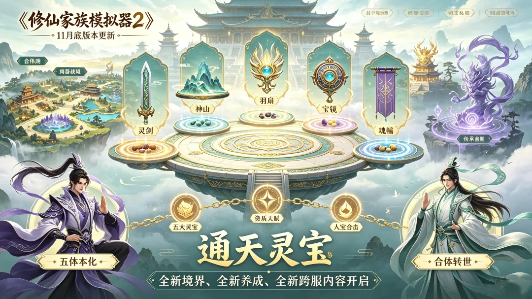 修仙家族模拟器 2 官网下载：通天灵宝 + 合体境界玩法前瞻预告
